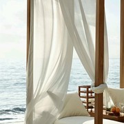 棉感细柔纱美式乡村东南亚风格地中海窗帘纱帘，田园客厅高档卧室