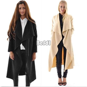 欧美女装不规则拼接大码长款风衣大衣 ebay
