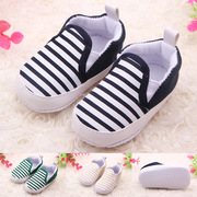 清条纹小板鞋0-1岁帆布鞋婴儿，鞋学步鞋软底时尚宝宝鞋子