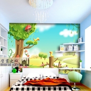 儿童房壁纸卡通动漫画小鸟大森林墙纸大型壁画客厅电视沙发背景墙