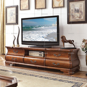 美式实木雕花电视柜，欧式实木电视柜储物柜高档电视柜