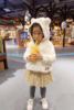 秋冬款韩国中小童装女童宝宝，可爱白色带(白色带)帽子毛毛大衣外套