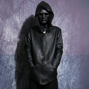 原创设计秋冬款男士外套中长款上衣韩版潮男夹克暗黑系列男装