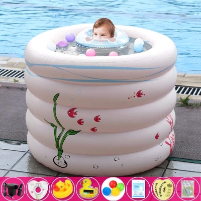 新生婴儿游泳池家用可折叠保温充气F大号加厚圆形幼儿童宝宝洗澡