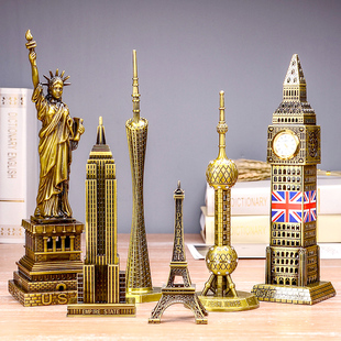 世界知名地标建筑，摆件金属模型，埃菲尔铁塔大本钟模型生日礼物