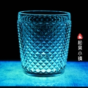 松果小镇zakka菱格子，菠萝杯创意超厚实透明无铅玻璃果汁水杯
