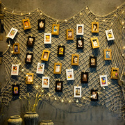 渔网照片墙创意网格麻绳夹子挂墙 墙上背景相框墙面ins装饰免打孔