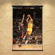 篮球场贴墙画科比投篮挂画韦德贴画学生房间装饰画挂轴画NBA海报