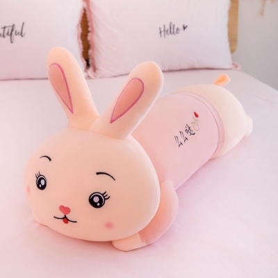 中国枕卡通公仔布娃娃床上可爱兔子毛绒玩具，长条睡觉抱枕女生玩偶