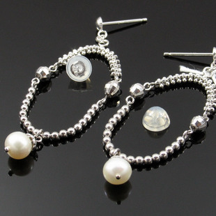 意大利简约珍珠耳环女子饰品925纯银，耳环耳圈耳扣新年礼物创意