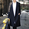 韩国2015春装女装韩版中长款休闲显瘦气质，黑色小西装领外套