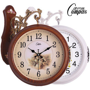 康巴丝欧式双面钟客厅(钟，客厅)大号两面挂钟静音，创意时钟现代石英钟表挂表