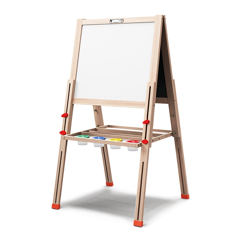 儿童画板木制磁性双面，可u升降画架，支架式小黑板实木写字板