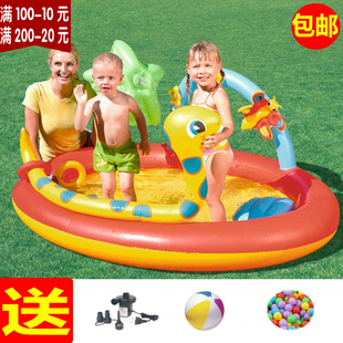 bestway圆形宝宝充气戏水池0-3-6岁可喷水儿童洗澡池室内卡通泳池