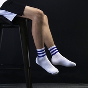 羽毛球袜子男士中筒毛巾底加厚束腰三条杠，条纹运动防震韩版纯棉袜
