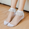 日系蕾丝花边袜子女短袜JK夏季薄款透明水晶白色丝袜纯棉可爱韩国