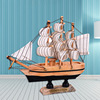 创意16CM实木帆船地中海朋友生日帆船摆件居家装饰实木摆设