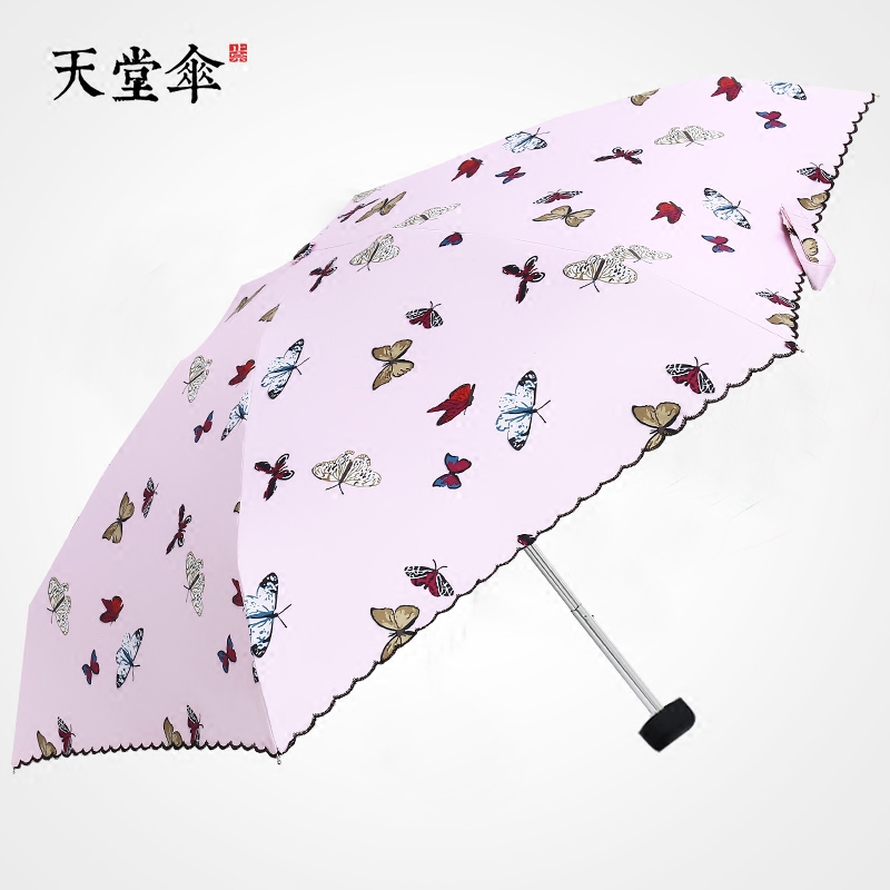 新天堂伞雨伞超轻迷你口袋，伞遮阳伞太阳伞，女士防晒黑胶叠晴雨