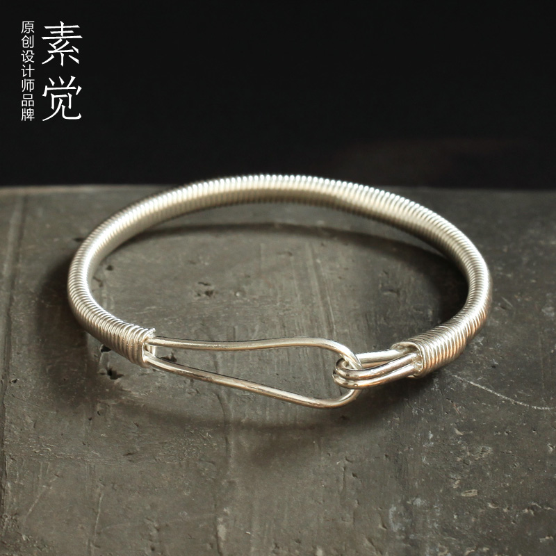 素觉原创银饰设计师品牌女士925银手工缠绕绳