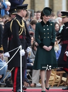 凯特王妃同款墨绿红色毛呢外套 2024秋冬欧美女修身中长大摆大衣