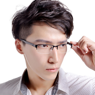 时尚男款防辐射眼镜框，装饰眼镜架超轻配半框近视眼镜，tr90光学配镜