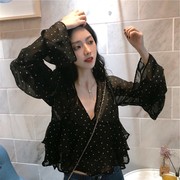 夏季韩版chic气质超仙短款雪纺衫