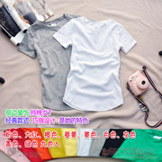 夏季韩版纯色学生修身纯棉圆领短袖T恤 女式百搭打底衫上衣