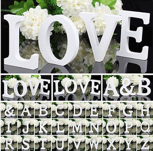 27个字母8CM高白色木质现代英文字母摆件家居婚庆装饰拍摄道具意