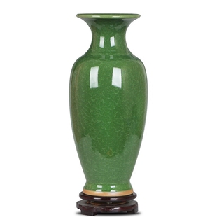 景德镇陶瓷器大花瓶仿古钧瓷绿色，瓷瓶富贵竹插花器客厅装饰品摆件
