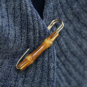 新中式原创设计天然竹节胸针，复古文艺森女毛衣，大别针披肩扣民族风
