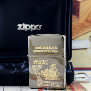 zippo打火机 1993年棕冰蚀刻镀金礼盒装N