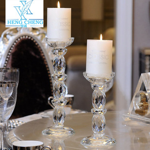 欧式水晶玻璃蜡烛台烛光晚餐，婚庆婚礼烛台道具，餐桌装饰烛台摆件