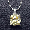 黄钻项链吊坠女饰品百搭925纯银，镀18k白金黄(白金黄)瑞士钻石正方枕形彩钻