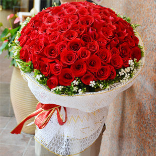 红玫瑰99朵花束上海实体鲜花店同城鲜花速递爱情祝福生日送花订花