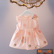 0-1-2-3岁婴儿衣服女宝宝，连衣裙无袖夏装，百天新生儿韩版棉布裙子