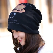 韩版针织毛线帽子女秋冬天套头帽头巾帽潮堆堆，帽包头帽保暖月子帽