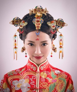 中式新娘头饰古装发饰套装秀禾服饰品结婚头饰红色礼服敬酒服饰品