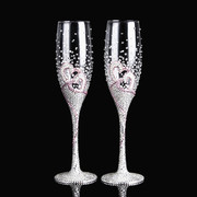 婚礼酒具宴会新娘交杯酒对杯，创意情侣高脚杯彩色，香槟杯2个礼盒装