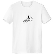 猫咪脸手绘文字设计男女白色短袖T恤创意纪念衫个性T恤衫礼物