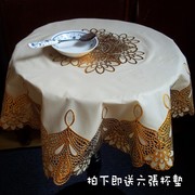 欧式pvc烫金圆桌布，烫金镂空桌垫塑料印花圆形茶几垫圆形70cm