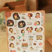 otaku-韩国饼干女孩贴纸卡通日记，贴纸相册装饰贴纸5张套