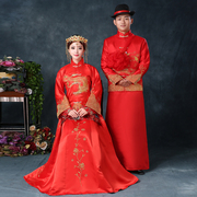 2015中式结婚喜服冬季高档新娘嫁衣秀和服旗袍敬酒服男女一组