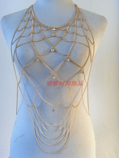 b0101欧美流行饰品，鱼鳞状爪钻合金身体，链bodychains项链