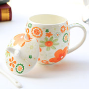 杯子陶瓷马克杯带盖勺创意骨瓷牛奶杯咖啡杯简约家用情侣杯早餐杯