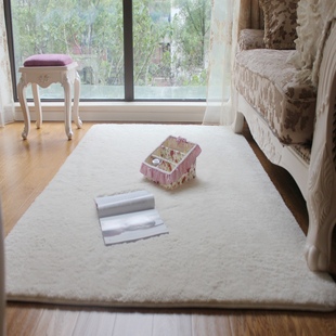 可水洗长毛米白色时尚地毯顺滑丝毛客厅茶几地毯飘窗毯卧室床边毯