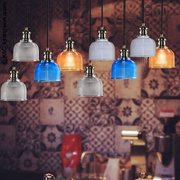 波西米亚水晶玻璃糖果色灯罩吊灯单头餐厅灯北欧现代创意时尚吧台