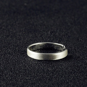 925纯银戒指开口拉丝简约个性，指环男单身小指戒子免费激光刻字