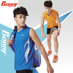 bonny/波力羽毛球服夏季速干无袖背心男款套装运动服排汗