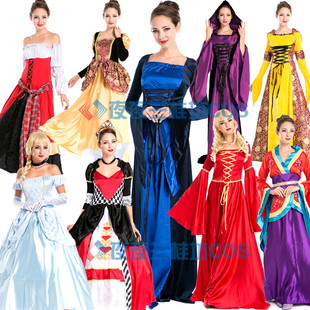 万圣节表演服装欧洲皇室，公主服装复古宫廷女王，礼服洋装写真连衣裙