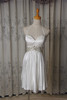 洛森0425白色百褶裙绸缎，短款手工钉珠宴会年会，伴娘裙晚礼服小礼服